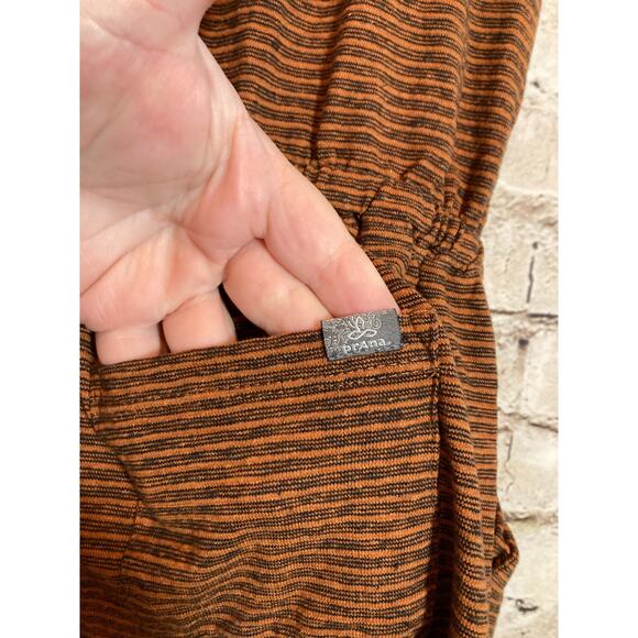 PrAna Romper Womens Large Rust Brown Striped Hemp & Organic Cotton Lightweight - Picture 14 of 15